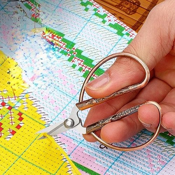 Aesosor 3.3인치 소형 봉제 자수 가위, 스테인레스 스틸 소형 가위 봉제 공예, 예술 작품, 십자수 절단, 공예, 바느질 DIY 도구 청동용 날카로운 팁 디테일 가위