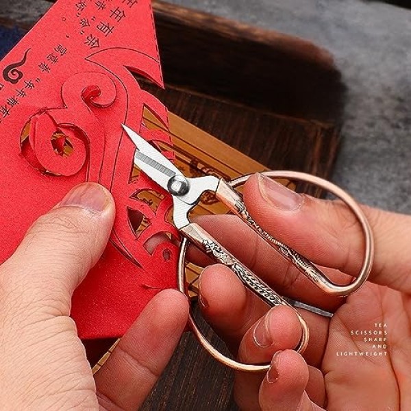 Aesosor 3.3인치 소형 봉제 자수 가위, 스테인레스 스틸 소형 가위 봉제 공예, 예술 작품, 십자수 절단, 공예, 바느질 DIY 도구 청동용 날카로운 팁 디테일 가위