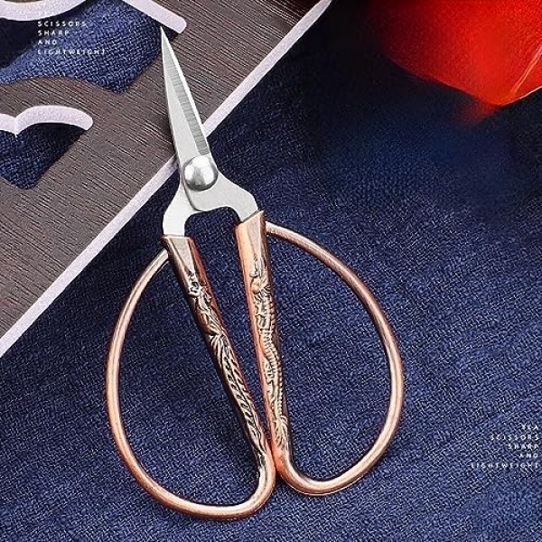 Aesosor 3.3인치 소형 봉제 자수 가위, 스테인레스 스틸 소형 가위 봉제 공예, 예술 작품, 십자수 절단, 공예, 바느질 DIY 도구 청동용 날카로운 팁 디테일 가위
