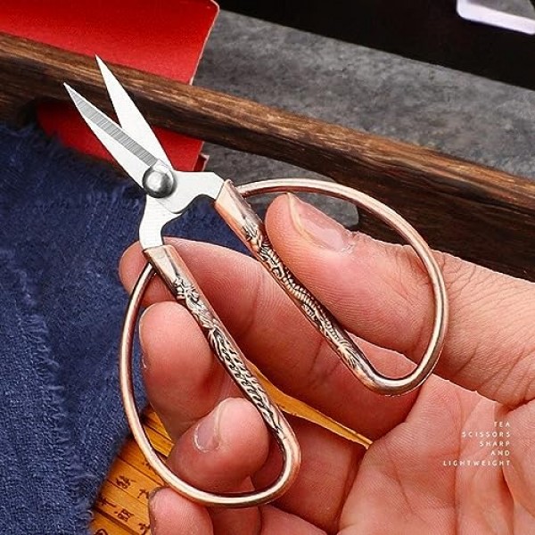 Aesosor 3.3인치 소형 봉제 자수 가위, 스테인레스 스틸 소형 가위 봉제 공예, 예술 작품, 십자수 절단, 공예, 바느질 DIY 도구 청동용 날카로운 팁 디테일 가위