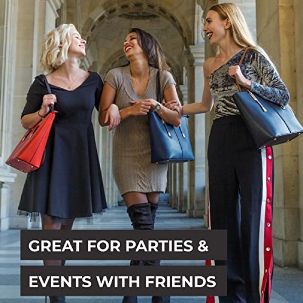 PortoVino 클래식 토트백 - 와인 2병을 담고 부을 수 있는 와인 애호가를 위한 숨겨진 주둥이와 디스펜서 플라스크가 있는 비건 가죽 와인 지갑! 여행, 콘서트, 독신 파티 