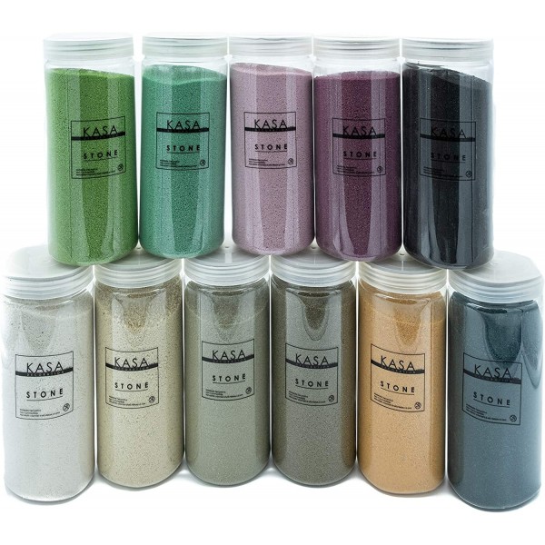 KASA DECORATION 장식용 유색 샌드 그린 1120g, 스크루 캡이 있는 단단한 병에 담긴 11가지 장식 색상, 얇은 0.2-0.6mm, 장식 아이디어에 이상적