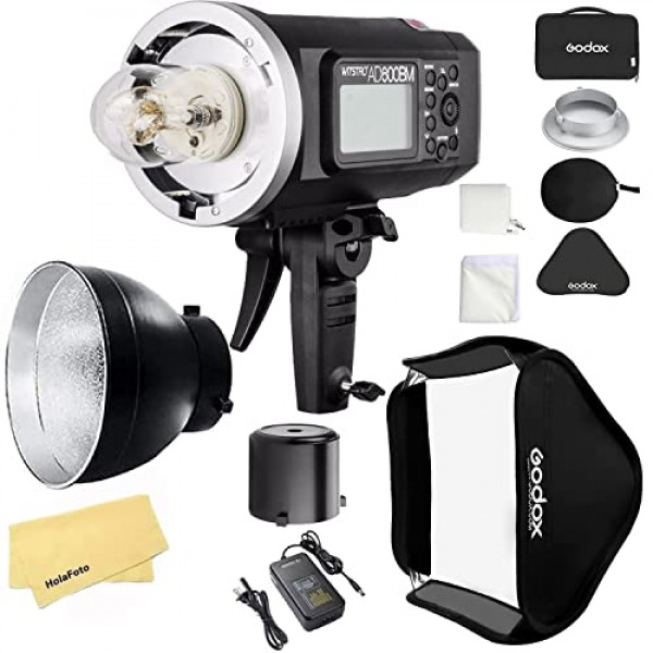 Godox AD600BM Godox 플래시 Bowens 마운트 GN87 1/8000 HSS 실외 플래시, 8700mAh 배터리, 500 최대 전력 플래시 + AD-R6 표준 반사경 + Godox 소프트 박스 80cmX80cm /32 X32
