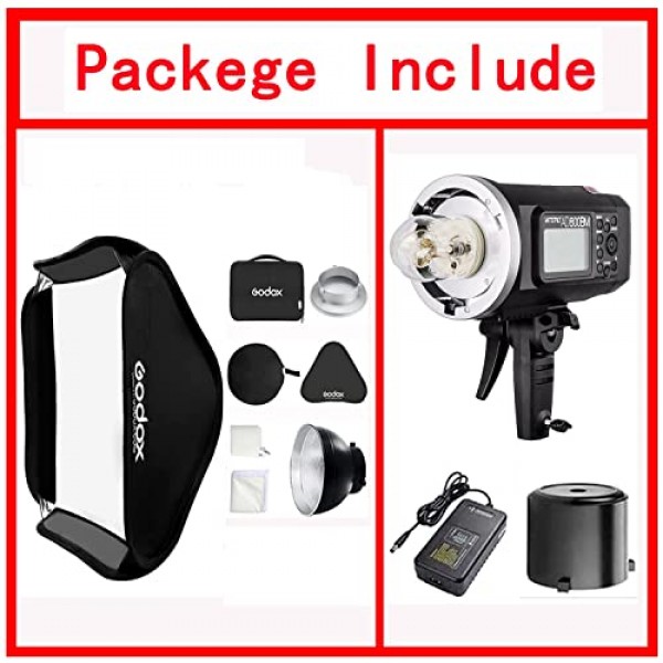 Godox AD600BM Godox 플래시 Bowens 마운트 GN87 1/8000 HSS 실외 플래시, 8700mAh 배터리, 500 최대 전력 플래시 + AD-R6 표준 반사경 + Godox 소프트 박스 80cmX80cm /32 X32