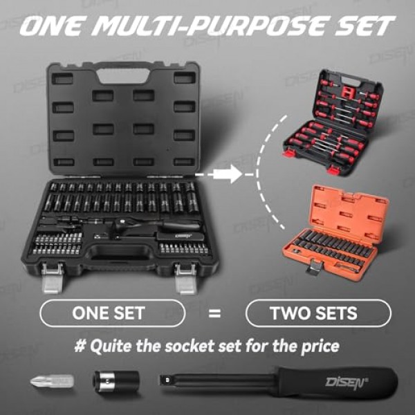 1/4'' 드라이브 소켓 세트, 미터법(4-15mm), 72톱니 래칫 렌치가 포함된 깊고 얕은, 가정 및 자동차 수리용 범용 조인트 및 파워 드릴 어댑터