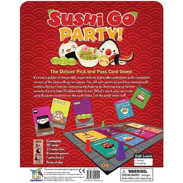 스시 고 파티! - Gamewright의 디럭스 픽 앤 패스 카드 게임, Multicolor