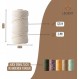 Ledent Macrame Yarn Double Twisted (3mm, Natural, 120M) - 100% 재생 면사로 만든 마크라메용 로프사 - 두꺼운 마크라메 원사 공예