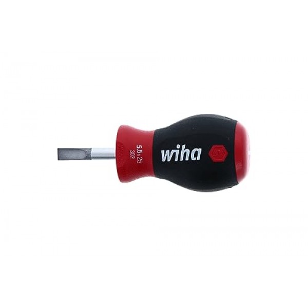 Wiha 30255 SoftFinish 손잡이가 있는 스터비 일자 드라이버, 5.0 x 25mm