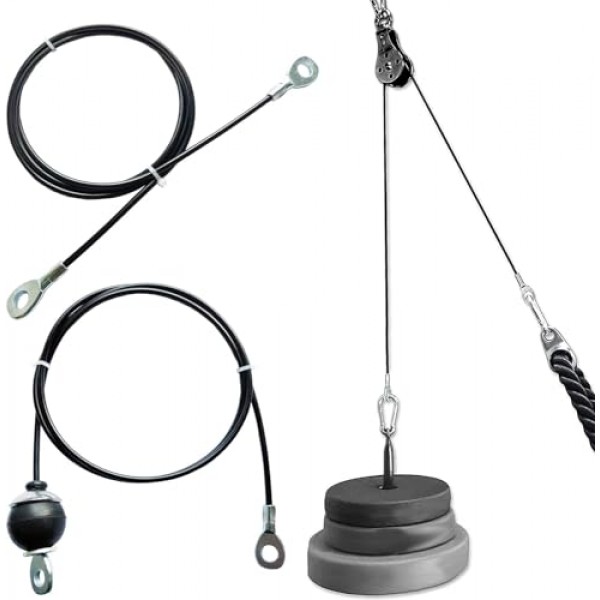 Mi Metty 피트니스 풀리 케이블, 조정 가능한 홈 체육관 케이블 풀리 시스템 도르래 기계 액세서리 용 교체 피트니스 케이블, 홈 체육관 용 두꺼운 5mm 헤비 듀티 풀리 케