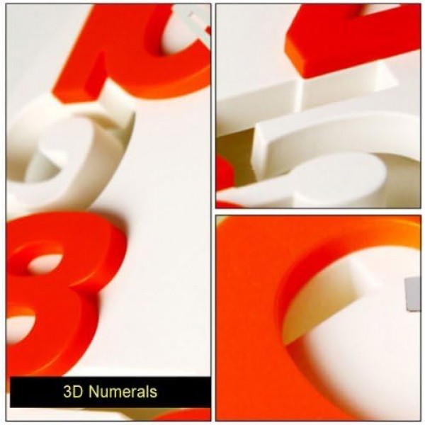 GMMH 3 D디자인 모던 월 클락 8808 키친 클락 욕실 클락 오피스 클락 장식 침착(화이트 오렌지)