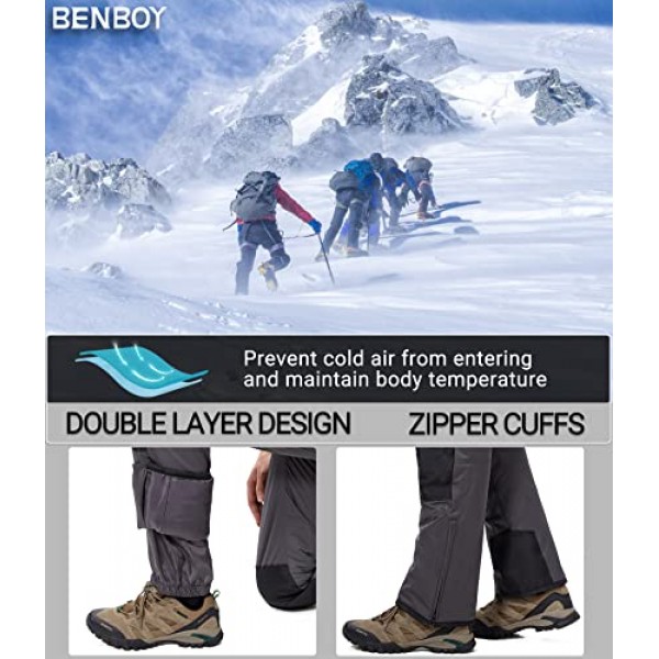 BenBoy 남성용 스노우 턱받이 스키 바지 Softshell 방수 절연 립스톱 스노우보드 작업복 겨울