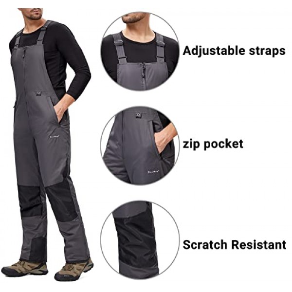 BenBoy 남성용 스노우 턱받이 스키 바지 Softshell 방수 절연 립스톱 스노우보드 작업복 겨울