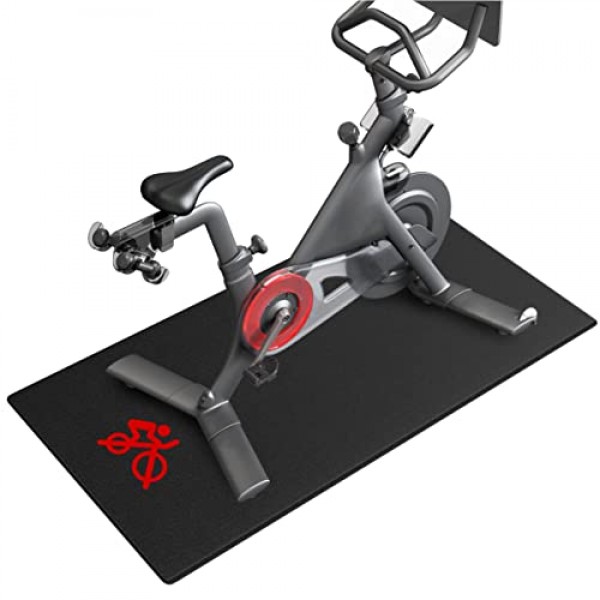 Peloton Original Bike Plus & Treadmill & Row와 호환되는 Crostice 자전거 트레이너 매트, 업그레이드 두께 6mm, 자전거 트레이너용, 나무 바닥 카펫 보호, 사이클링 홈 체육관용 액