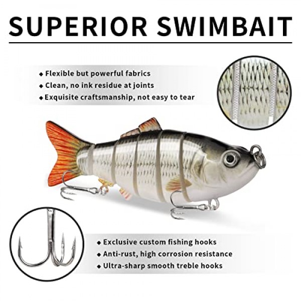 민물과 바닷물을 위한 TRUSCEND 낚시 미끼, 배스 송어를 위한 실물 같은 스윔베이트 크래피 월아이, 천천히 싱킹 배스 낚시 미끼, 남성을 위한 놀라운 낚시 선물, 가족에