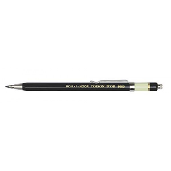 Koh-I-Noor Toison d'Or 클립 포함 리드 홀더, 2mm x 120mm 리드, 검정색, 각 1개(5900CN1005KK)
