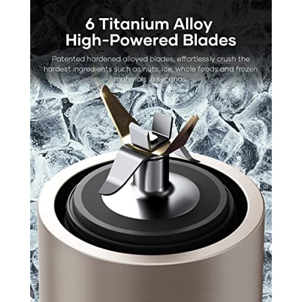 Cocinare 개인 블렌더, 셰이크 및 스무디용 1100W 휴대용 블렌더, 티타늄 블레이드 6개, 휴대용 스포츠 병 16온스, 500개 이상의 온라인 레시피, 주방용, 냉동 과일, 얼음, 견