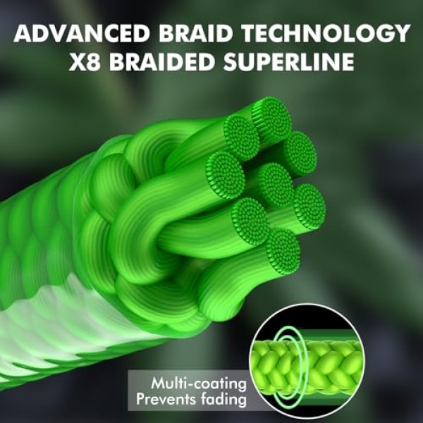 TRUSCEND 땋은 낚싯줄, 내마모성, 신축성 없음 땋은 라인 8 가닥, 더 작은 직경, 더 많은 전력, 민감한, 제로 메모리 PE 낚싯줄 브레이드