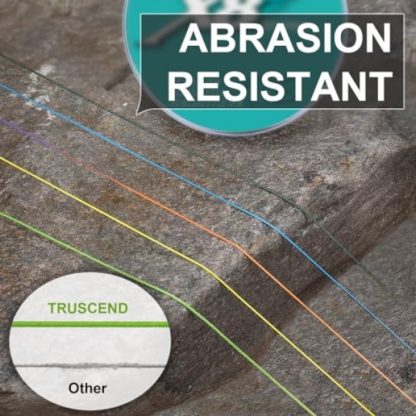TRUSCEND 땋은 낚싯줄, 내마모성, 신축성 없음 땋은 라인 8 가닥, 더 작은 직경, 더 많은 전력, 민감한, 제로 메모리 PE 낚싯줄 브레이드