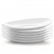 Bormioli Rocco Prometeo 디너 접시 6개 세트, 10.75" X 9.5" 강화 오팔 유리, 깨끗한 흰색, 외부 질감이 있는 곡선 디자인 식기류.
