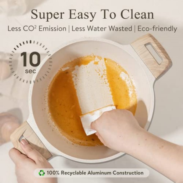 CAROTE 냄비 및 팬 세트 붙지 않음, 조리기구 세트 11개, 주방 조리 세트 조리기구/대형 프라이팬 및 소스팬(PFOS, PFOA 없음)