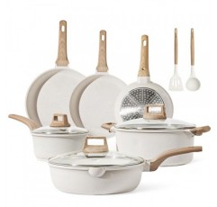 CAROTE 냄비 및 팬 세트 붙지 않음, 조리기구 세트 11개, 주방 조리 세트 조리기구/대형 프라이팬 및 소스팬(PFOS, PFOA 없음)