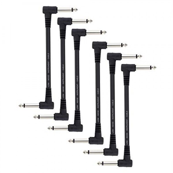 Dalonfy 기타 이펙트 페달 케이블 6 인치 -1/4 이펙트 페달용 악기 케이블 직각 패치 케이블 직각 페달 케이블 키트