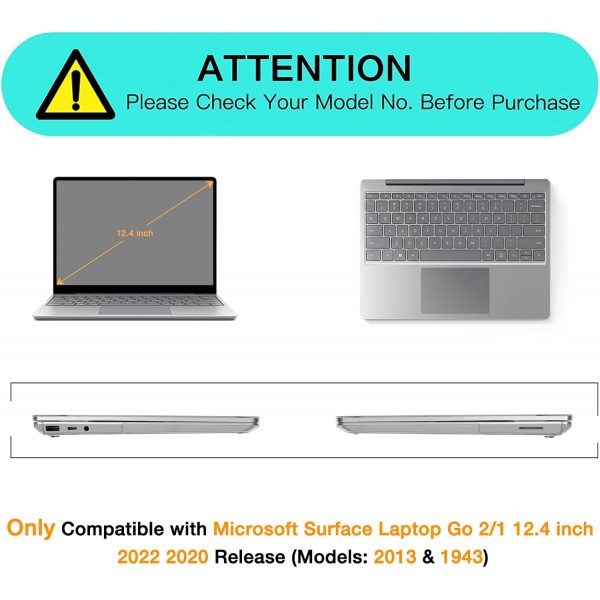 MOSISO 케이스는 Microsoft Surface Laptop Go 2/1 12.4인치 2022 2020 버전(모델: 2013 및 1943), 보호용 플라스틱 하드 쉘 케이스 커버, 크리스탈 클리어와만 호환 가능