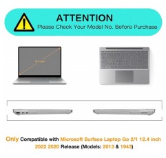 MOSISO 케이스는 Microsoft Surface Laptop Go 2/1 12.4인치 2022 2020 버전(모델: 2013 및 1943), 보호용 플라스틱 하드 쉘 케이스 커버, 크리스탈 클리어와만 호환 가능