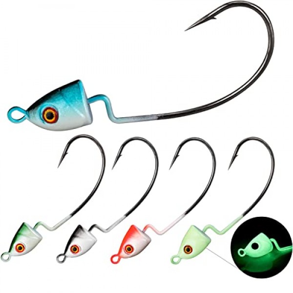THKFISH 지그 헤드 Swimbait 지그 낚시 후크 배스 낚시용 지그 헤드 텍사스 리그 후크 5가지 색상 1/8oz 1/5oz 1/4oz 3/8oz 1/2oz 10pcs