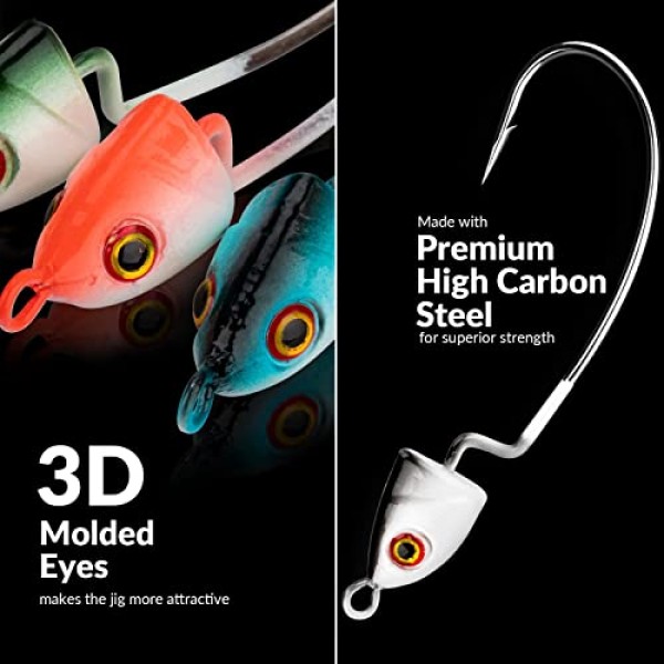 THKFISH 지그 헤드 Swimbait 지그 낚시 후크 배스 낚시용 지그 헤드 텍사스 리그 후크 5가지 색상 1/8oz 1/5oz 1/4oz 3/8oz 1/2oz 10pcs