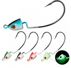 THKFISH 지그 헤드 Swimbait 지그 낚시 후크 배스 낚시용 지그 헤드 텍사스 리그 후크 5가지 색상 1/8oz 1/5oz 1/4oz 3/8oz 1/2oz 10pcs