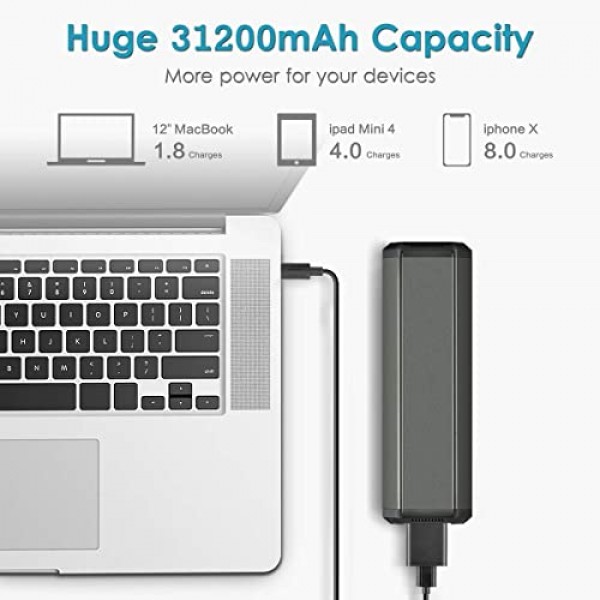 AC 콘센트 휴대용 노트북 전원 은행, 범용 116Wh/31200mAh 100W 여행용 노트북 충전기, MacBook, Acer, HP, Samsung, Dell, ASUS, Lenovo, 노트북용 외장 배터리 팩