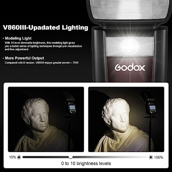 Godox V860III-C E-TTL 카메라 플래시, 고속 동조 1/8000s 2.4G GN60 스피드라이트, 소프트박스, 필터, USB LED가 포함된 Canon 카메라(업그레이드 V860II-C)와 호환되는 2600mAh 리튬 이온