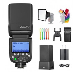 Godox V860III-C E-TTL 카메라 플래시, 고속 동조 1/8000s 2.4G GN60 스피드라이트, 소프트박스, 필터, USB LED가 포함된 Canon 카메라(업그레이드 V860II-C)와 호환되는 2600mAh 리튬 이온