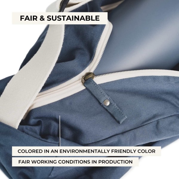 올가닉 면으로 만든 Lotuscrafts 요가 가방 PUNE - 공정하고 적으로 제조됨 - 여분의 공간이 있는 대형 요가 매트 가방 - 요가 매트 및 요가 액세서리 무연탄을 위한 가방