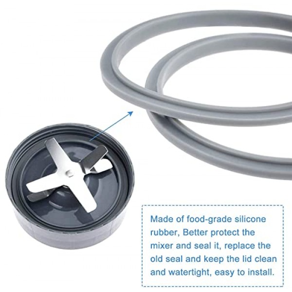 LinaLife 4 팩 가스켓 고무 씰 링 회색 Nutribullet 900W 블레이드 컵과 호환 가능 고무 링 씰 링 가스켓 Nutribullet 600/900 시리즈 블렌더와 호환 가능