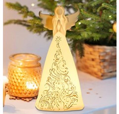 천사 인형 기도 손 LED 조명이 있는 천사 Staues, 가족을 위한 조각 도자기 수집품, 우정 기념 선물 선물