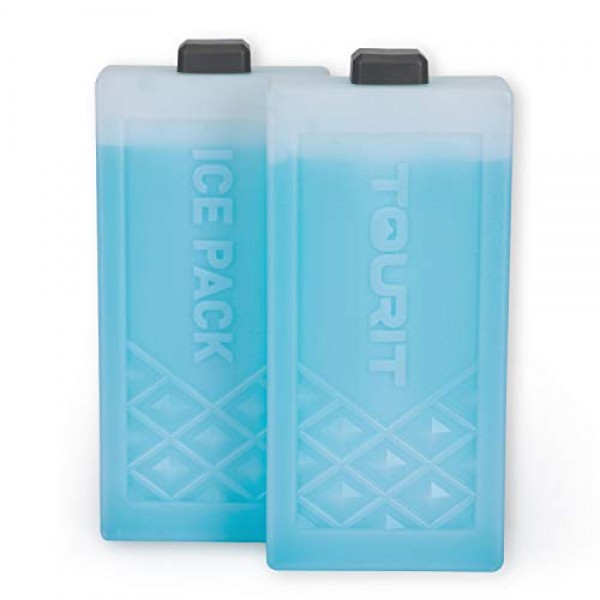 TOURIT 쿨러용 재사용 가능한 아이스팩 오래 지속되는 냉동고 팩 점심 가방/박스, 쿨러 백팩, 캠핑, 해변, 피크닉, 낚시 등을 위한 공간 절약형 아이스 블록(2개 세트)