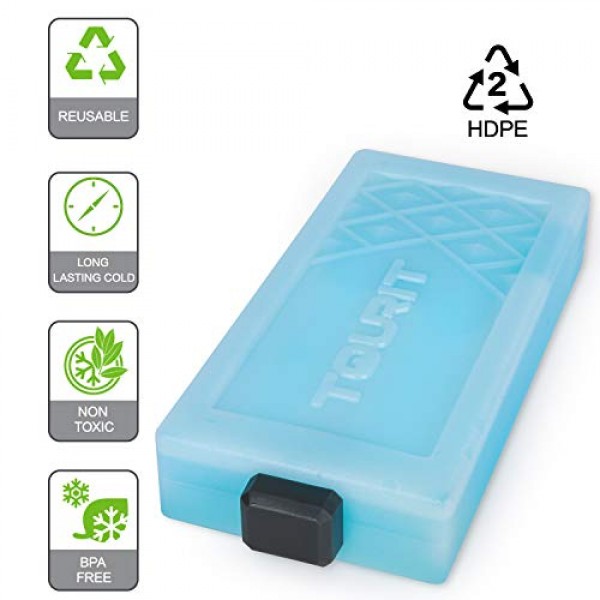 TOURIT 쿨러용 재사용 가능한 아이스팩 오래 지속되는 냉동고 팩 점심 가방/박스, 쿨러 백팩, 캠핑, 해변, 피크닉, 낚시 등을 위한 공간 절약형 아이스 블록(2개 세트)