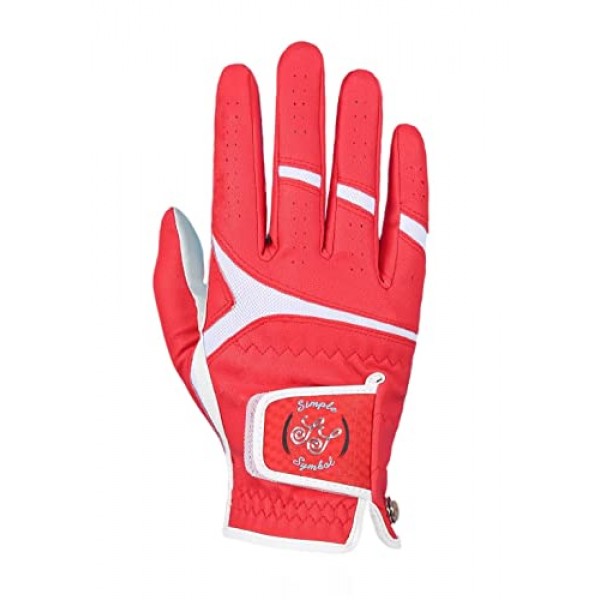 SIMPLE SYMBOL 남성용 골프 글러브 프리미엄 합성 가죽, 안정적인 그립, 6팩(왼쪽은 왼손에 착용, 오른쪽은 오른손에 착용) 화이트/스카이/베이지/레드 중에서 선택할 수 