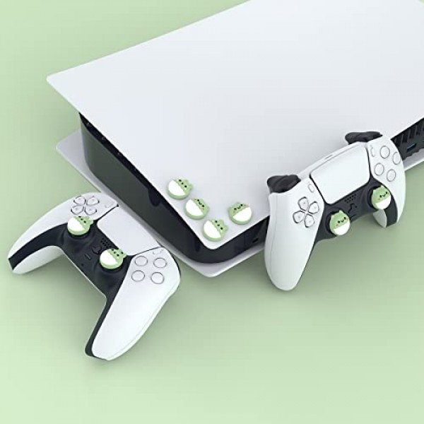 PlayVital Rabbit & Squirrel ps5/4 컨트롤러용 귀여운 엄지 그립 캡, Xbox 시리즈 X/S용 실리콘 아날로그 스틱 캡 커버, Switch Pro 컨트롤러용 썸스틱 캡 - 말차 그린