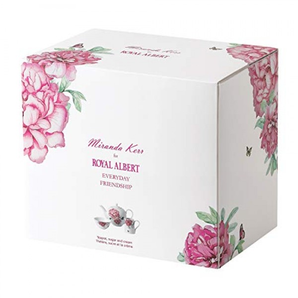 Royal Albert Miranda Kerr Everyday 40034006 Teapot, Sugar & Cream 3 Pc Set, White, Porcelain, Teaset: Cake Stands