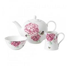 Royal Albert Miranda Kerr Everyday 40034006 Teapot, Sugar & Cream 3 Pc Set, White, Porcelain, Teaset: Cake Stands