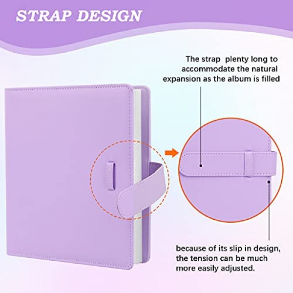 Fujifilm Instax Mini 12 11 9 40 9 8 7+ 인스턴트 카메라용 256 포토북 앨범, Polaroid Snap/PIC-300/Z2300/ SocialMatic Zip 인스턴트 프린터용 사진 앨범(라일락 퍼플)