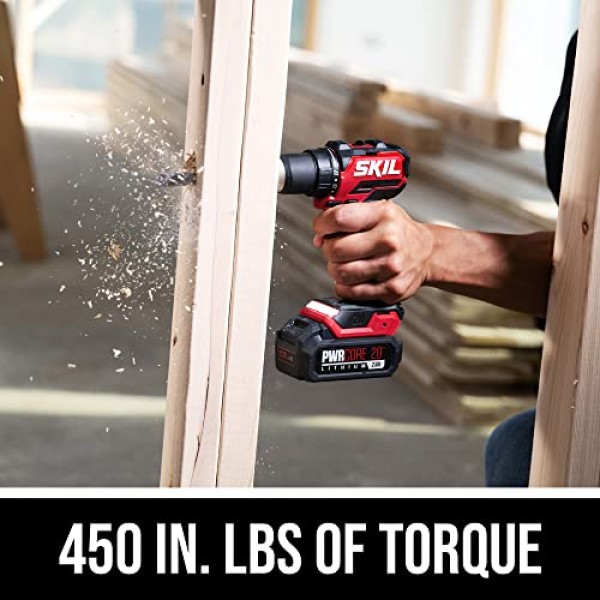 SKIL PWR CORE 20 브러시리스 20V 소형 드릴 드라이버 및 임팩트 드라이버 키트에는 2.0Ah 배터리 및 PWR 점프 충전기가 포함되어 있습니다 - CB8437B-10