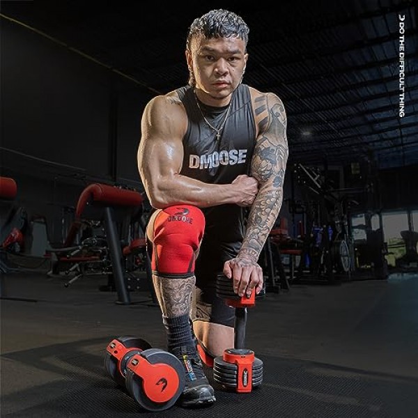 남성 및 여성용 DMoose 피트니스 무릎 슬리브, 역도, 파워리프팅 및 스쿼트에 적합 - IPL 승인 7mm 두께의 양면 슬리브 - 리프팅 및 체육관 운동에 가장 적합하며 압축 제공