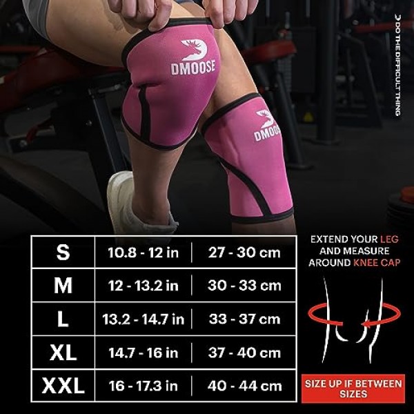 남성 및 여성용 DMoose 피트니스 무릎 슬리브, 역도, 파워리프팅 및 스쿼트에 적합 - IPL 승인 7mm 두께의 양면 슬리브 - 리프팅 및 체육관 운동에 가장 적합하며 압축 제공