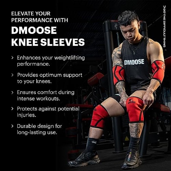 남성 및 여성용 DMoose 피트니스 무릎 슬리브, 역도, 파워리프팅 및 스쿼트에 적합 - IPL 승인 7mm 두께의 양면 슬리브 - 리프팅 및 체육관 운동에 가장 적합하며 압축 제공