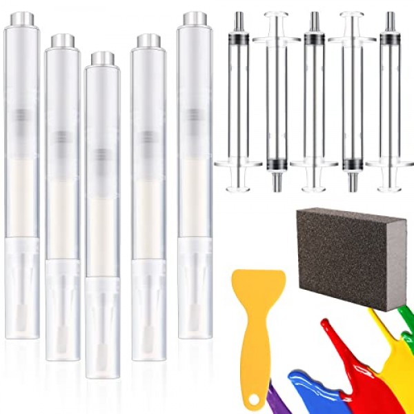 TINSKY 채울 수 있는 브러시 펜 페인트 터치 업 펜 빈 오일 펜 브러시 프레스 벽 캐비닛용 페인트 펜 가구 매장 하우스 페인트, 스크레이퍼 및 스폰지가 포함된 벽 페인