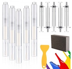 TINSKY 채울 수 있는 브러시 펜 페인트 터치 업 펜 빈 오일 펜 브러시 프레스 벽 캐비닛용 페인트 펜 가구 매장 하우스 페인트, 스크레이퍼 및 스폰지가 포함된 벽 페인